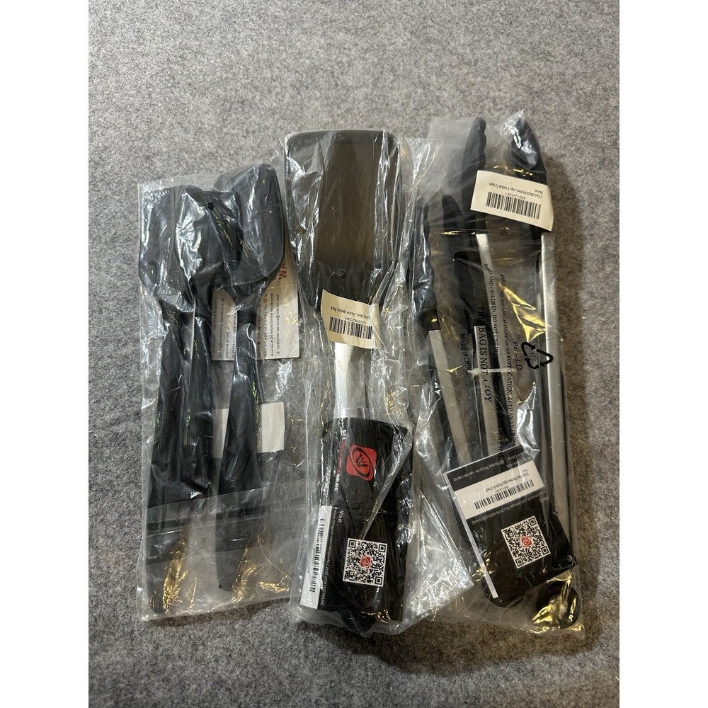 Unbrand Silicone Spatula, Turner, Tongs Set 6 Pieces Food Grade Kitchen Utensils